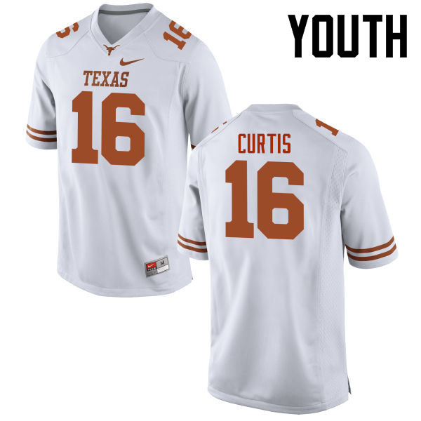 Youth #16 Davion Curtis Texas Longhorns College Football Jerseys-White